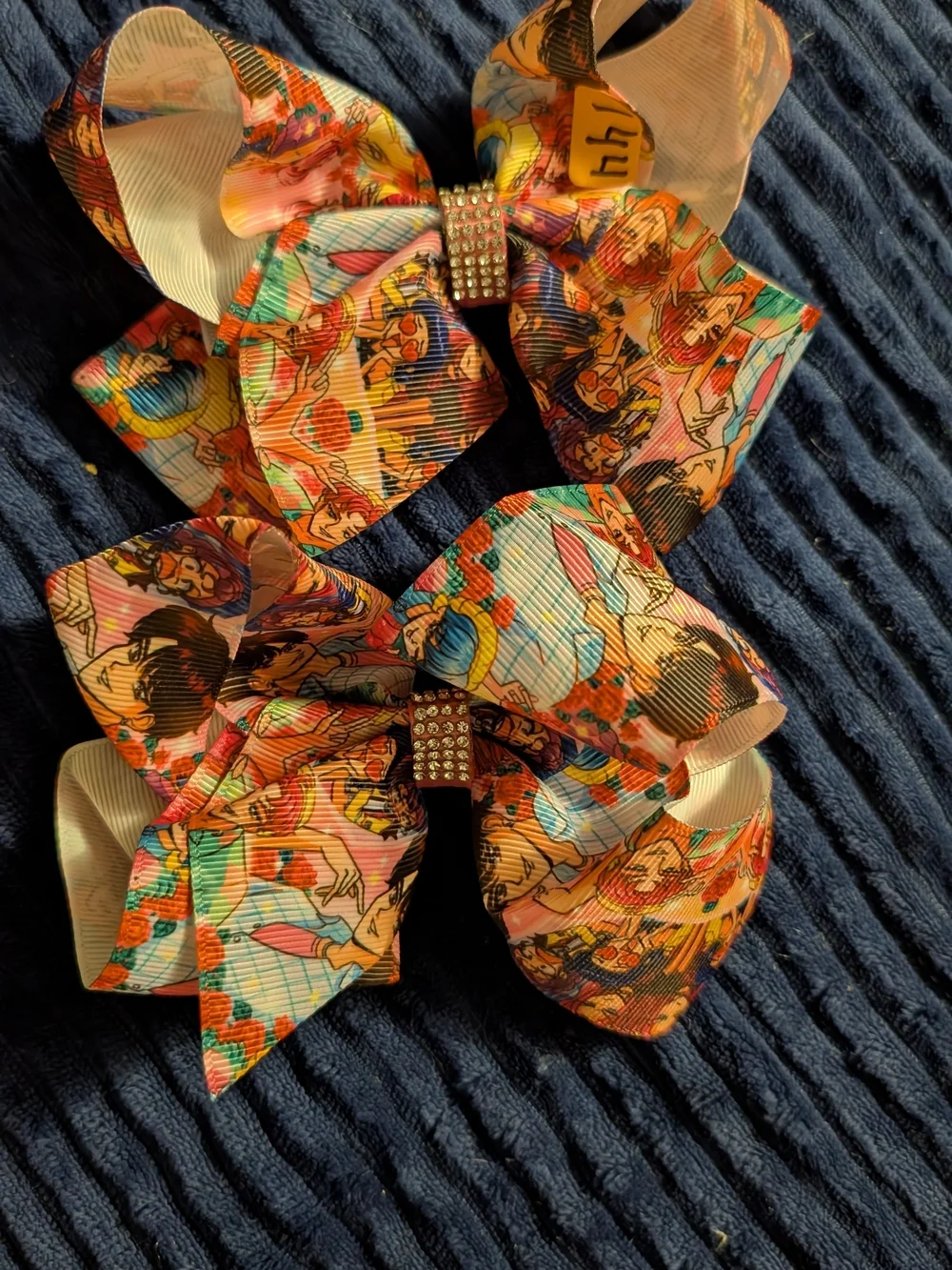 2 Kpop Demon Hunters Print Rhinestone Bow Hair Clips